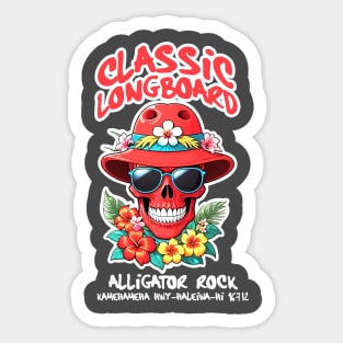 Skull Hawaiian Longboard Sticker